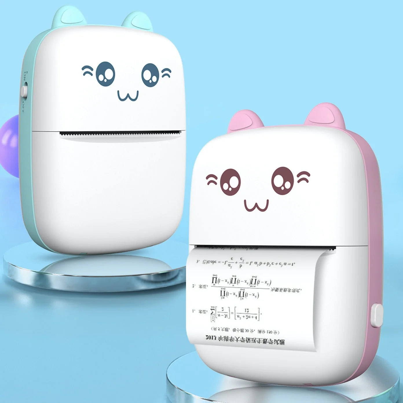 Cute Cat Mini Printer, Bluetooth Photo & Notes Printer
