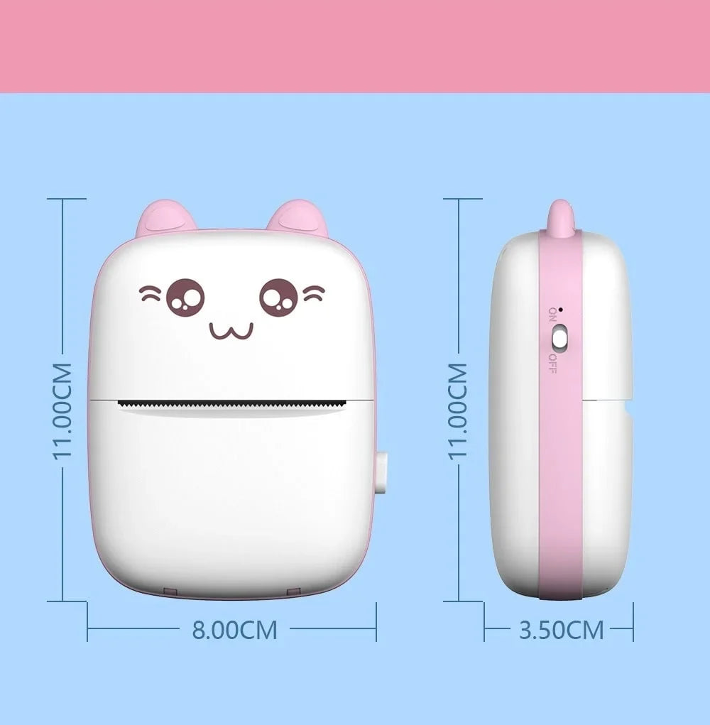 Cute Cat Mini Printer, Bluetooth Photo & Notes Printer